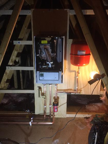 Vaillant System Boiler in a loft, Mellor.